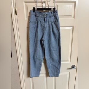 NWOT Poetry Light Wash Hemp Blend Barrel Leg Button Closure High Rise Jeans